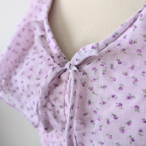 VTG 70s Womens XS Cottagecore Prairie Long Maxi Floral Tiered Lilac Purple Dress - Picture 11 of 16